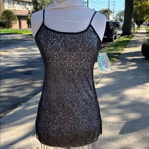 Black Sequin Sheer spaghetti mini Dress